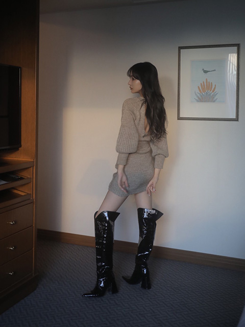 保障できる】 バックオープンアンゴラワンピース lady the melt 新品未