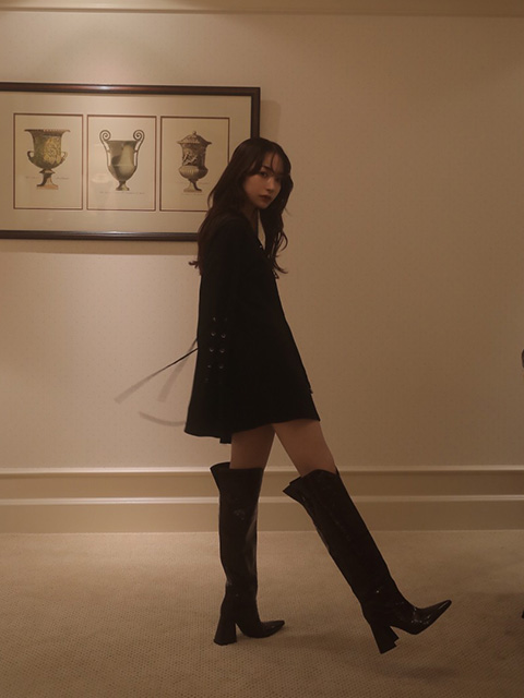 Melt The Lady レースアップスウェットワンピース Sparkling Mall Online Store