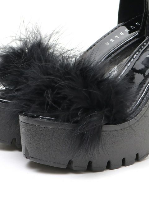 【BUBBLES】ファー厚底ヒールシューズ