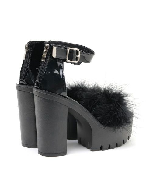 【BUBBLES】ファー厚底ヒールシューズ