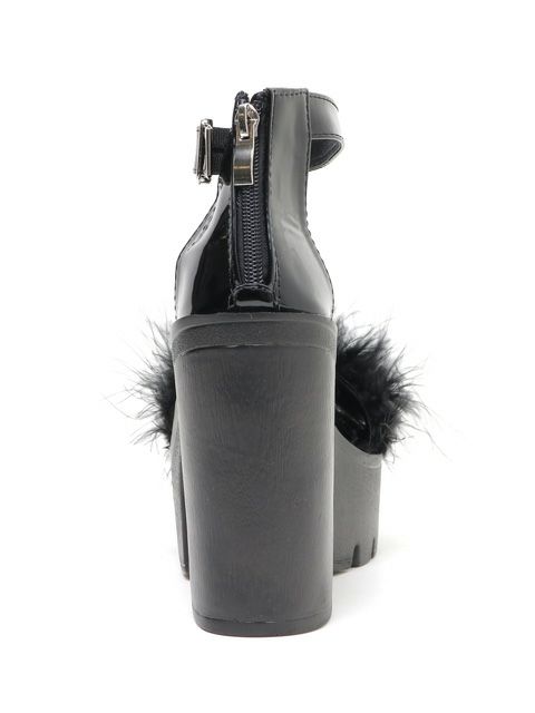 【BUBBLES】ファー厚底ヒールシューズ