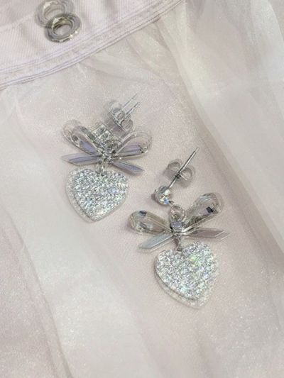 BUBBLES】リボンビジューハートピアス | sparkling mall online store