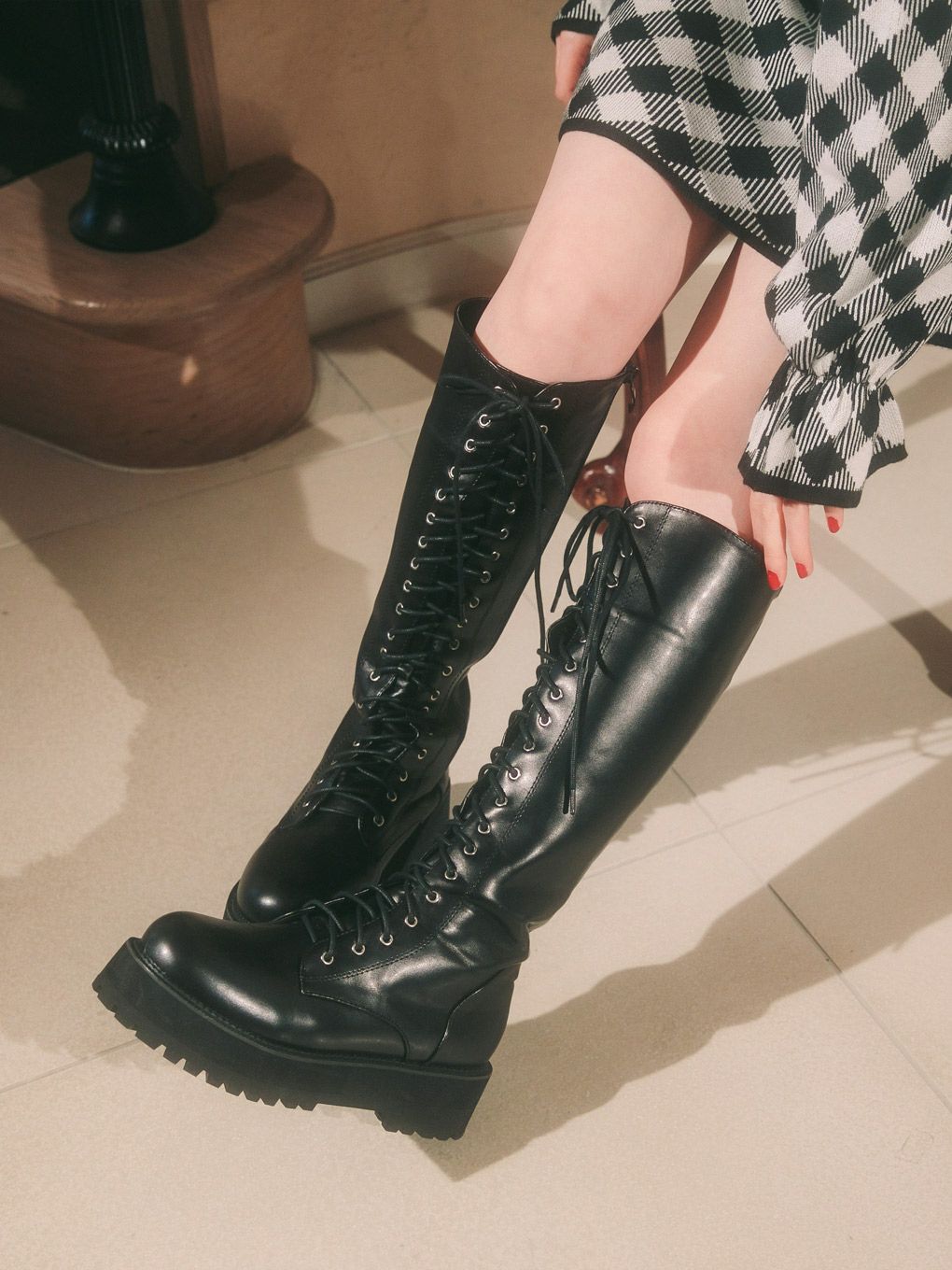 【BUBBLES】ローヒールロングブーツ