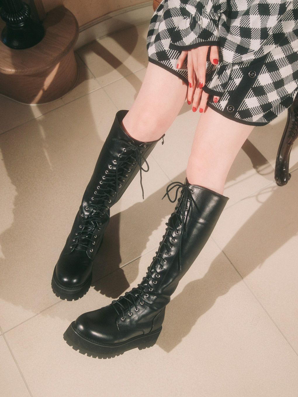 【BUBBLES】ローヒールロングブーツ