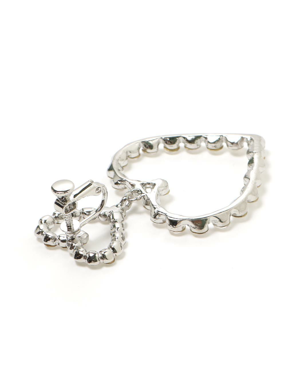 【BUBBLES】ダブルハートビジューイヤリング