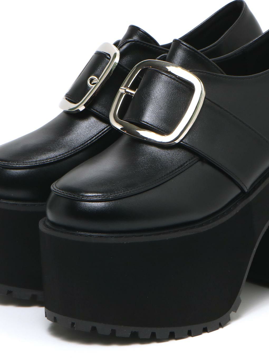 【BUBBLES】スクエアバックル厚底ローファー