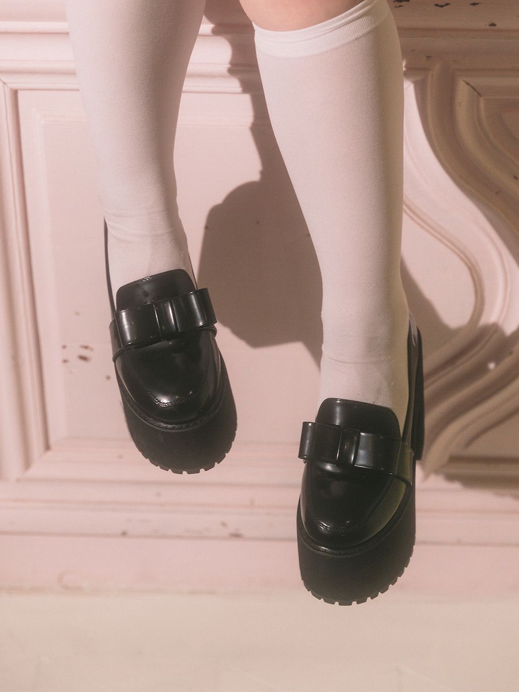 【BUBBLES】リボン厚底ローファー