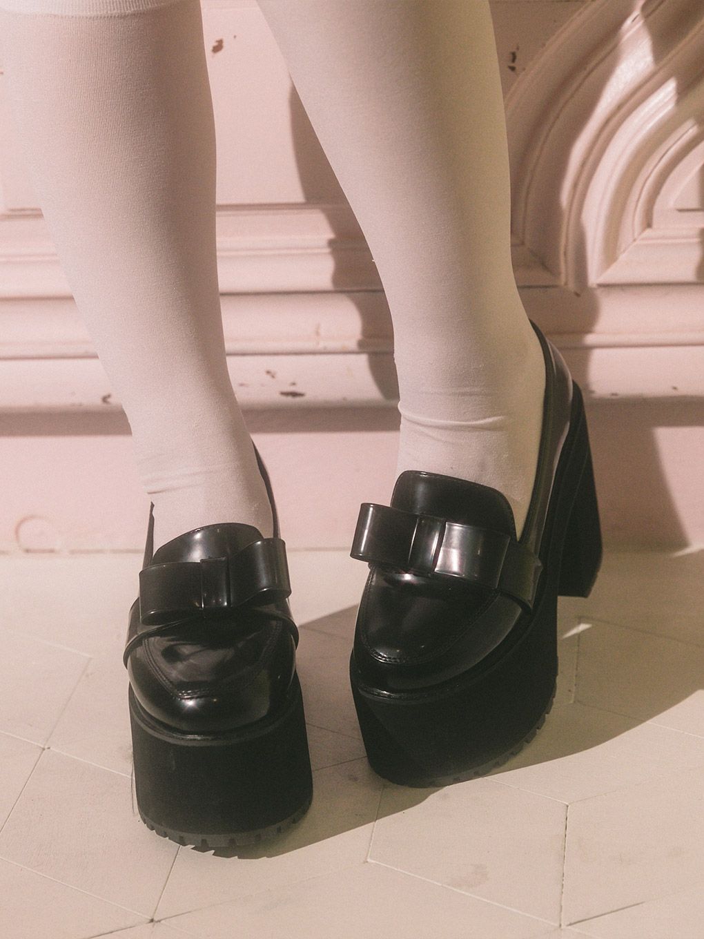 【BUBBLES】リボン厚底ローファー