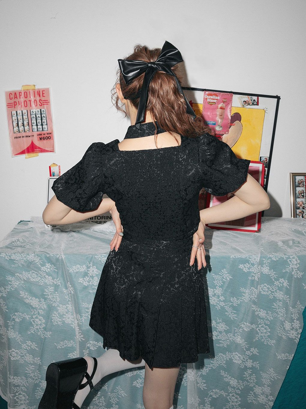 【BUBBLES】レザーリボンカチューシャ