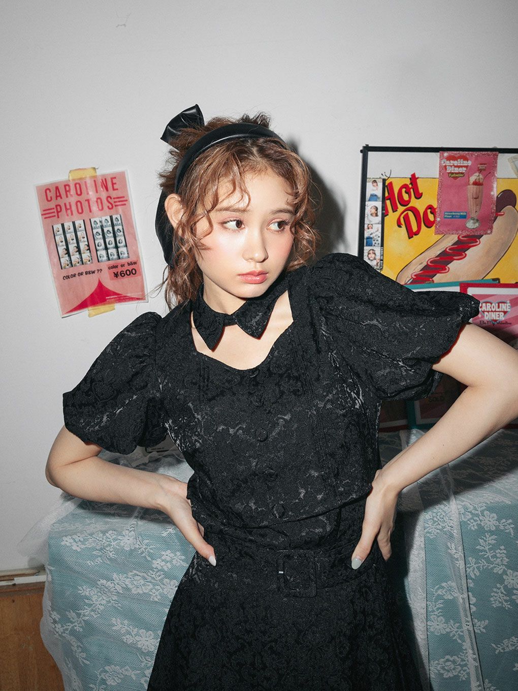 【BUBBLES】レザーリボンカチューシャ