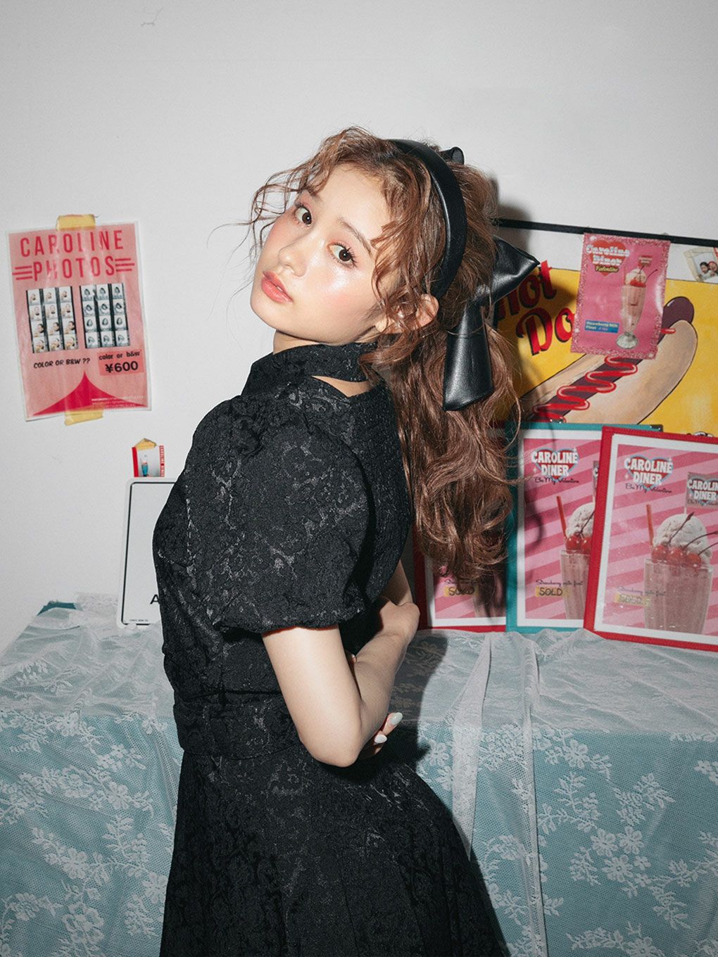 【BUBBLES】レザーリボンカチューシャ