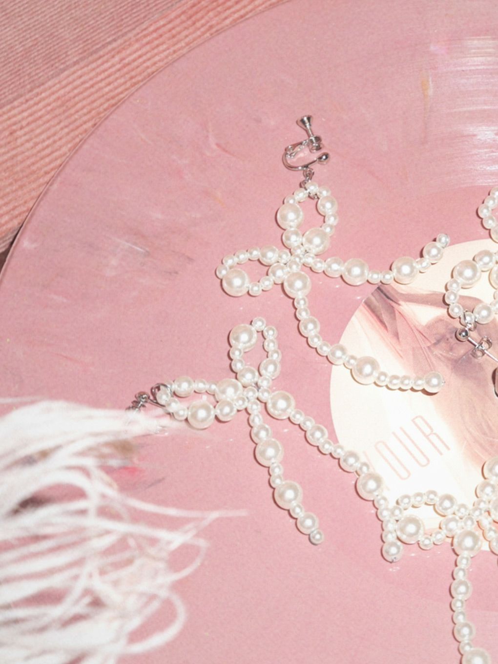 【BUBBLES】リボンパールイヤリング