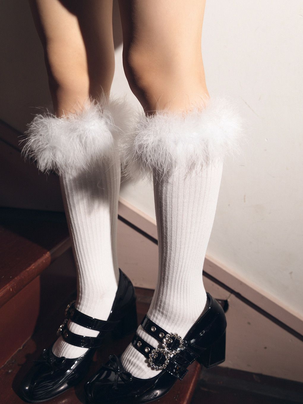 【BUBBLES】ファーハイソックス