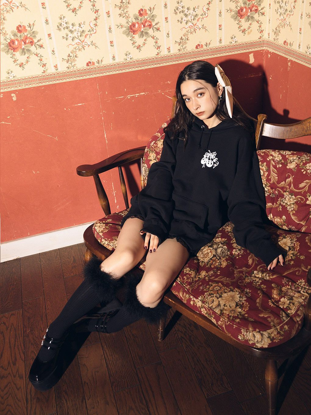 【BUBBLES】ファーハイソックス