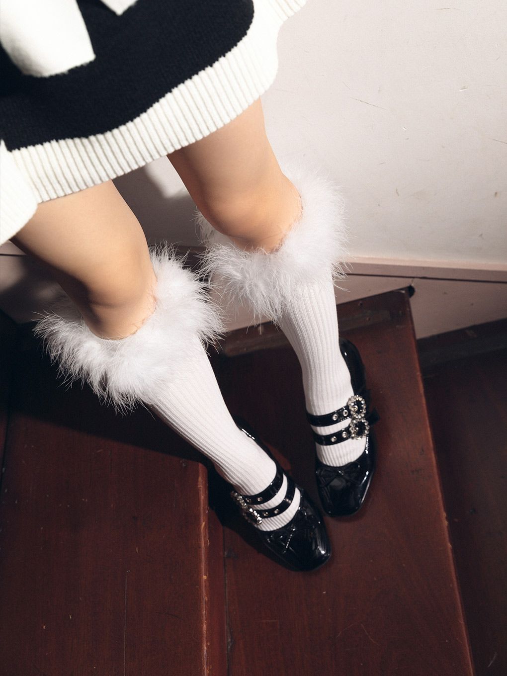 【BUBBLES】ファーハイソックス