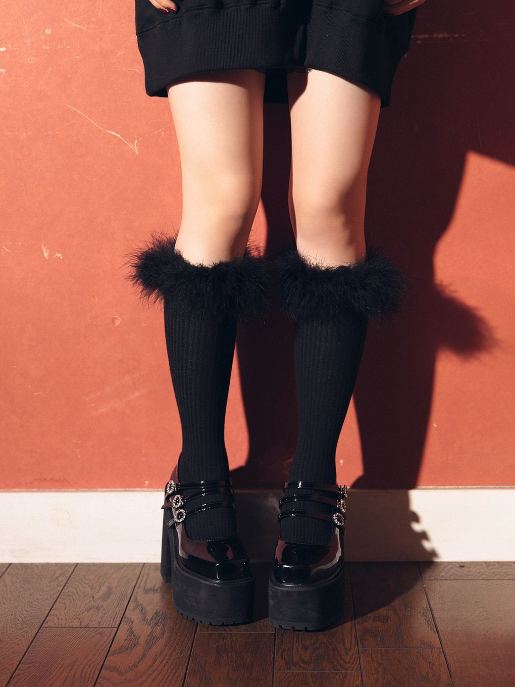 【BUBBLES】ファーハイソックス