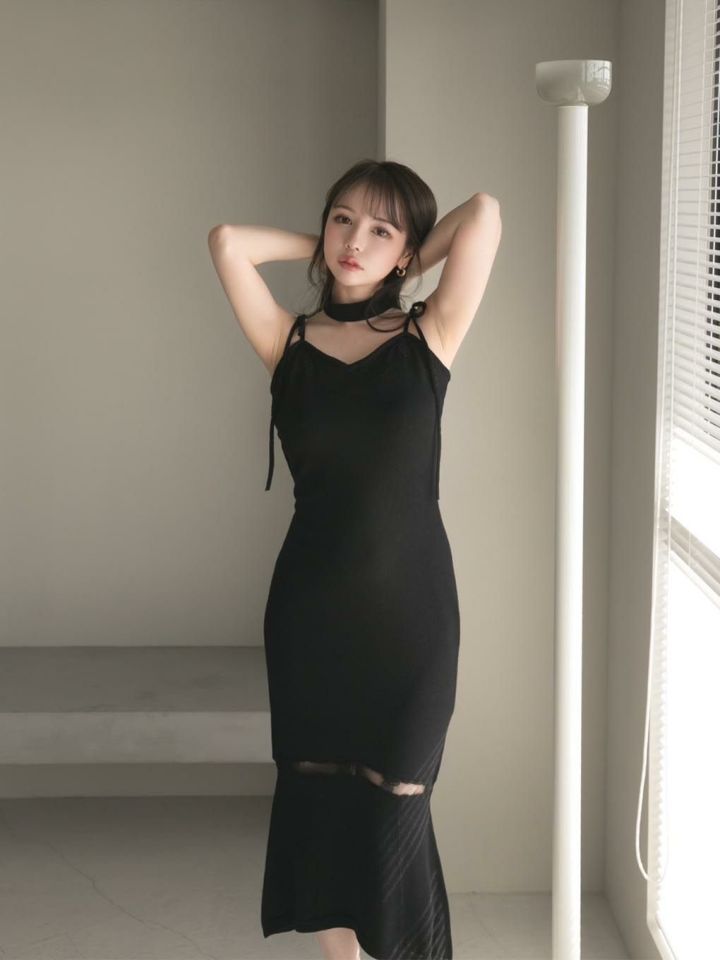 新品低価ベルチェックドレス ブラック ワンピース