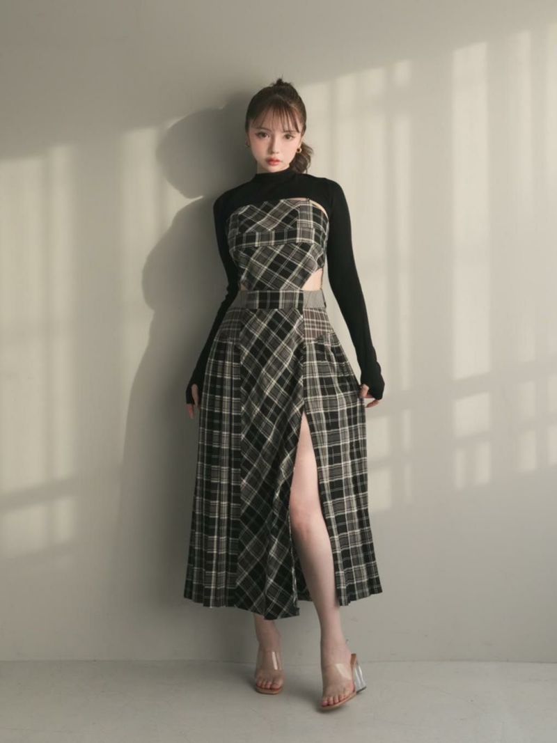 andmary belle checked dress black一度のみの着用です