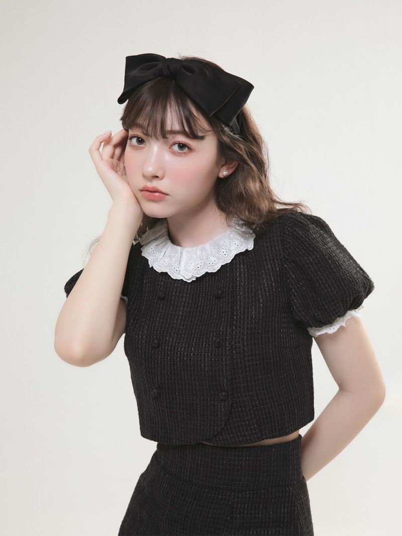 BUBBLES BOUTIQUE】frill collar set up | sparkling mall online store