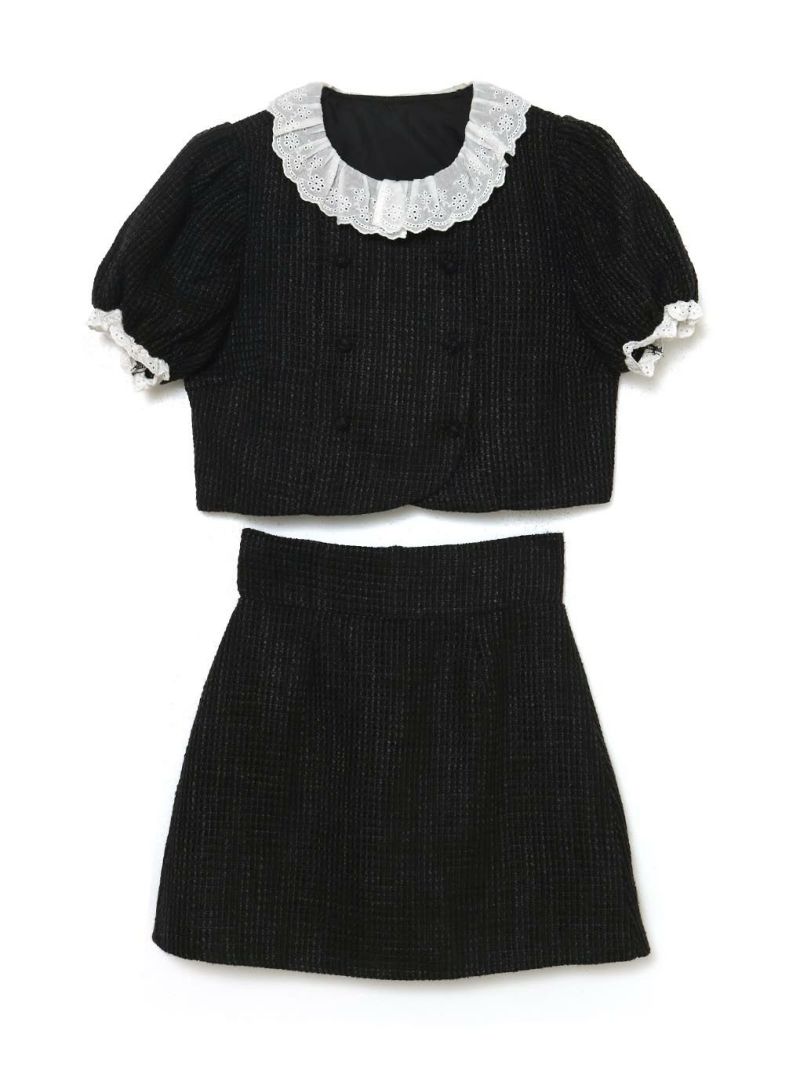 BUBBLES BOUTIQUE】frill collar set up | sparkling mall online store