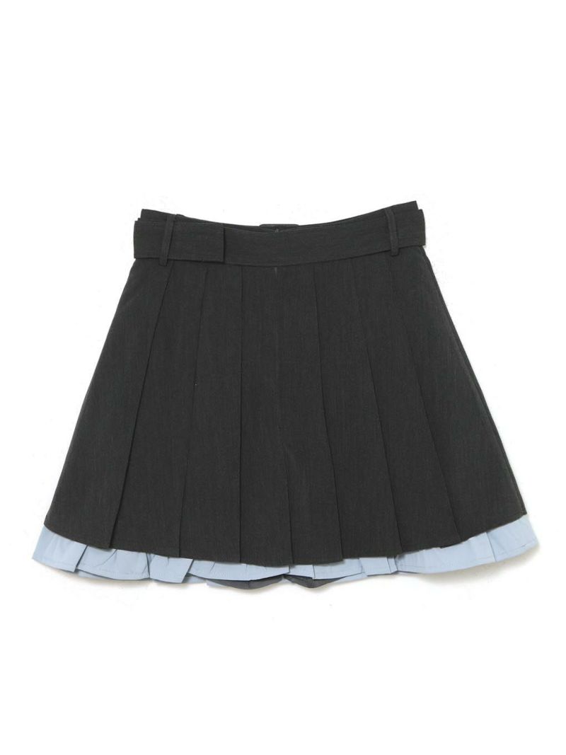 美品　プリーツプリーズ　レイヤードパンツ　ブラック　日本製　スカート・パンツ実際サイズ