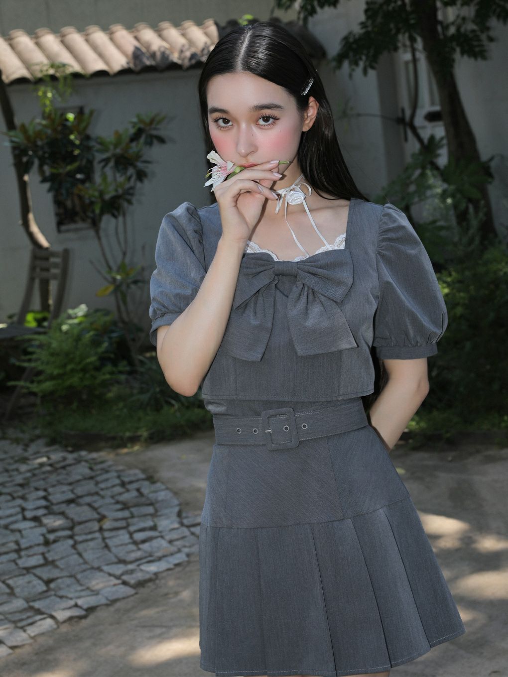 【BUBBLES】スクエアリボンブラウス