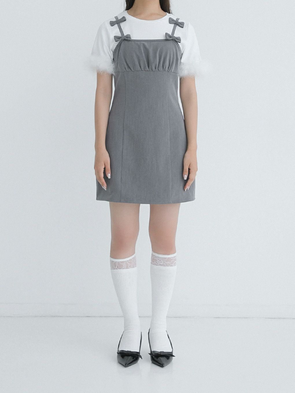 【BUBBLES】リボンショルダーワンピース