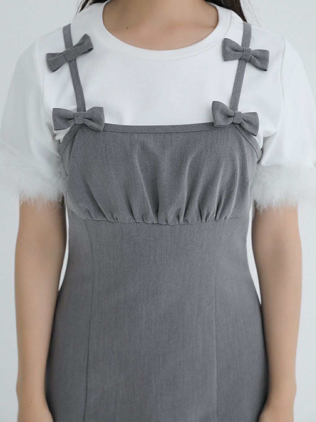 【BUBBLES】リボンショルダーワンピース