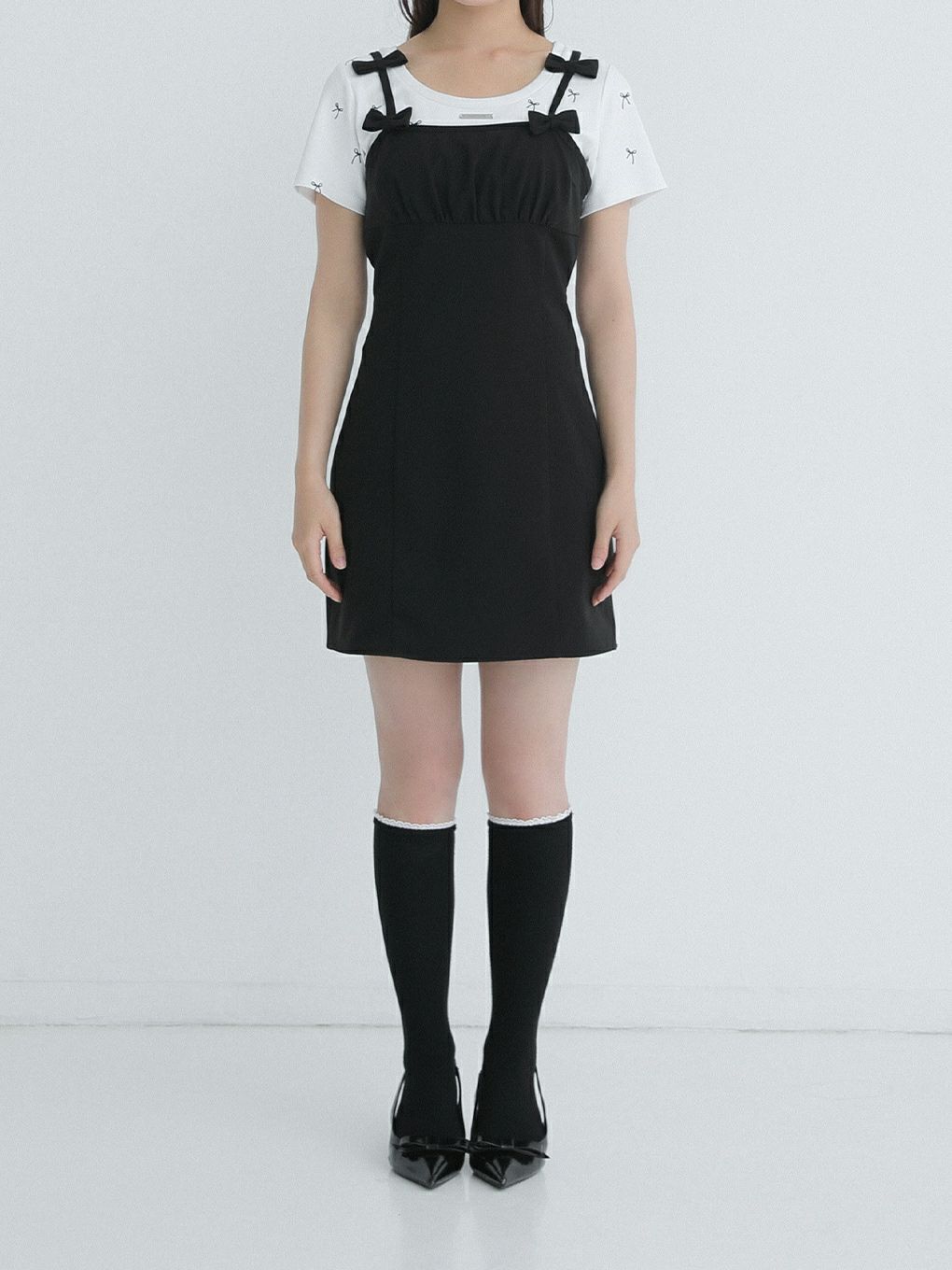 【BUBBLES】リボンショルダーワンピース
