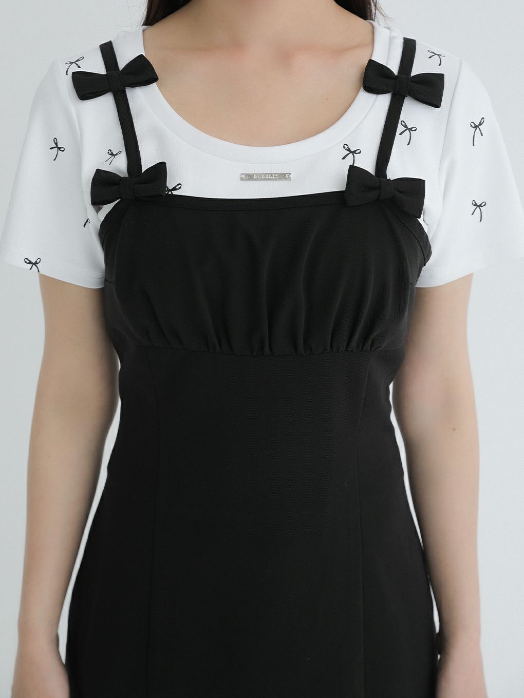 【BUBBLES】リボンショルダーワンピース