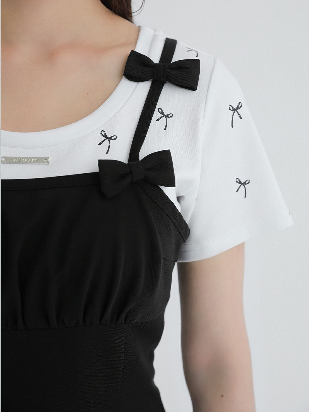 【BUBBLES】リボンショルダーワンピース