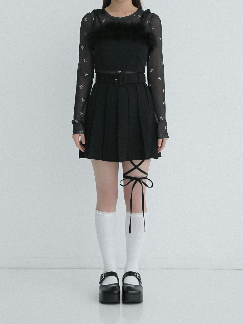 【BUBBLES】リボンプリーツスカパン