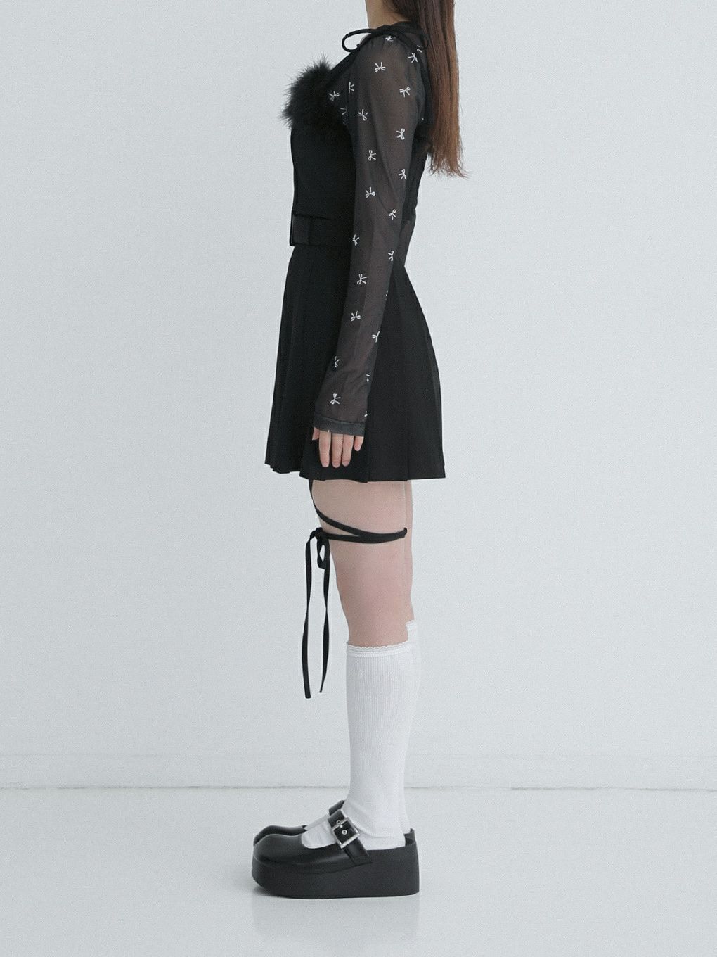 【BUBBLES】リボンプリーツスカパン