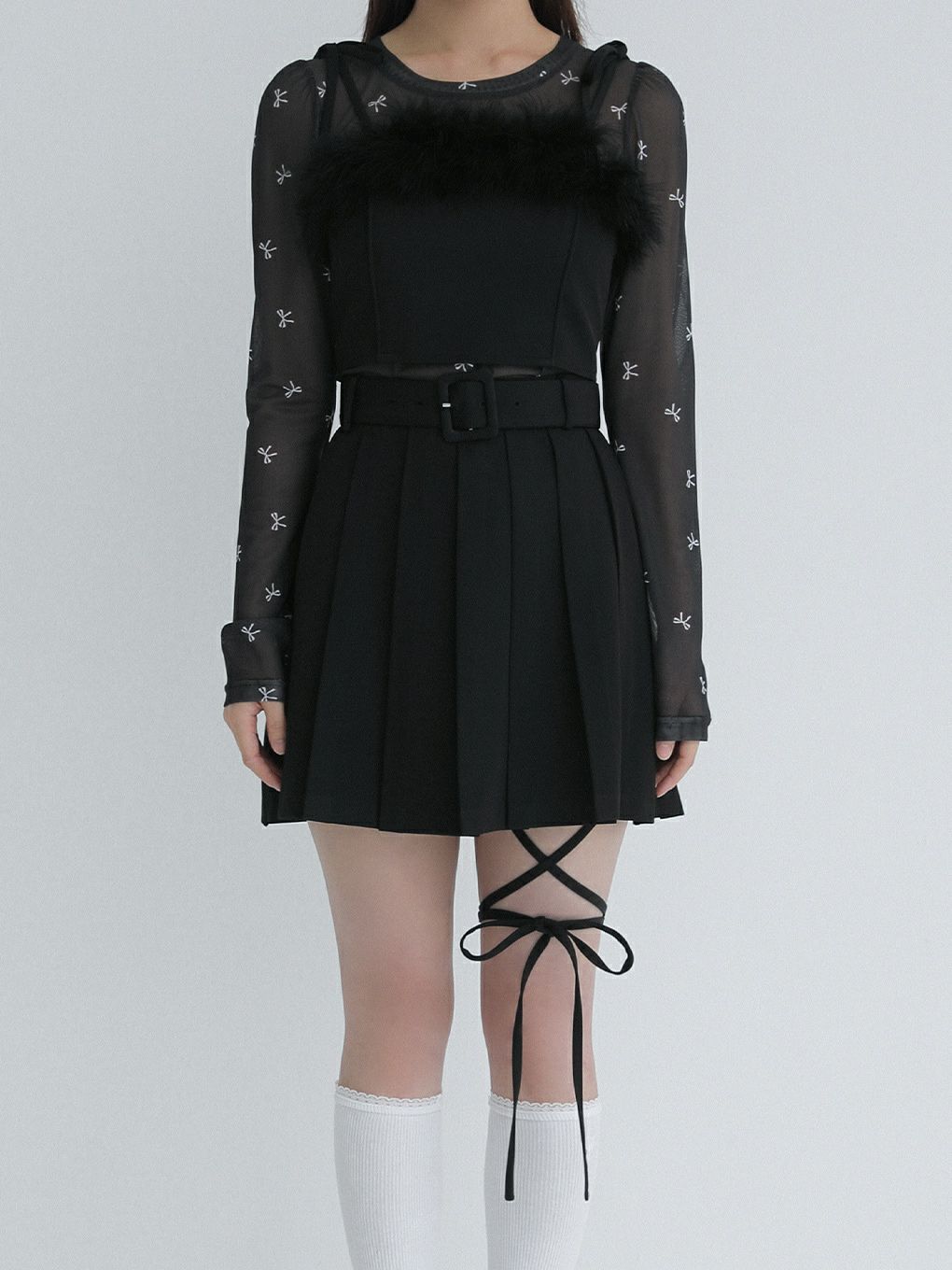 【BUBBLES】リボンプリーツスカパン