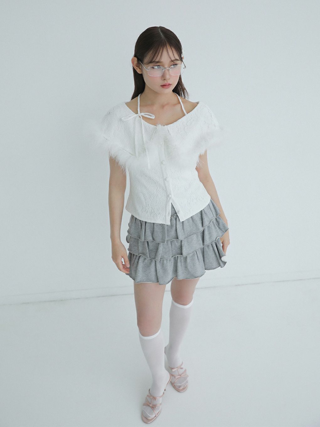 【BUBBLES】レースファーブラウス