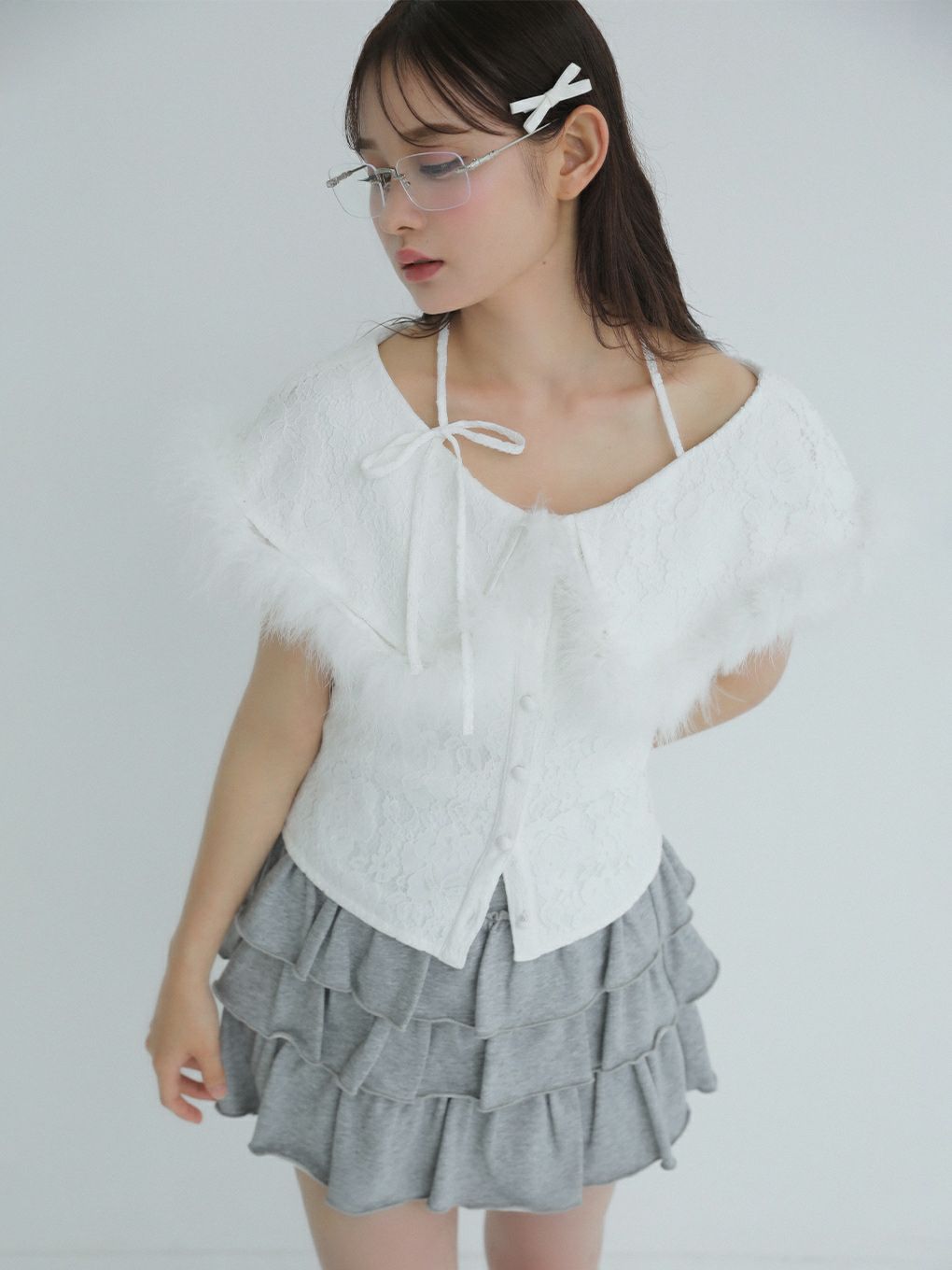 【BUBBLES】レースファーブラウス
