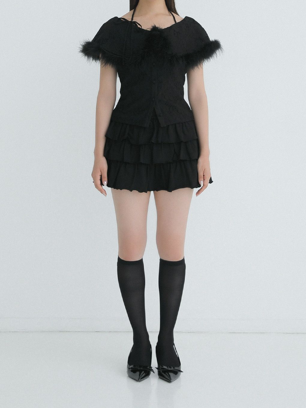 【BUBBLES】レースファーブラウス