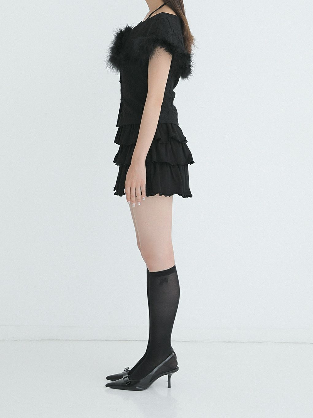 【BUBBLES】レースファーブラウス