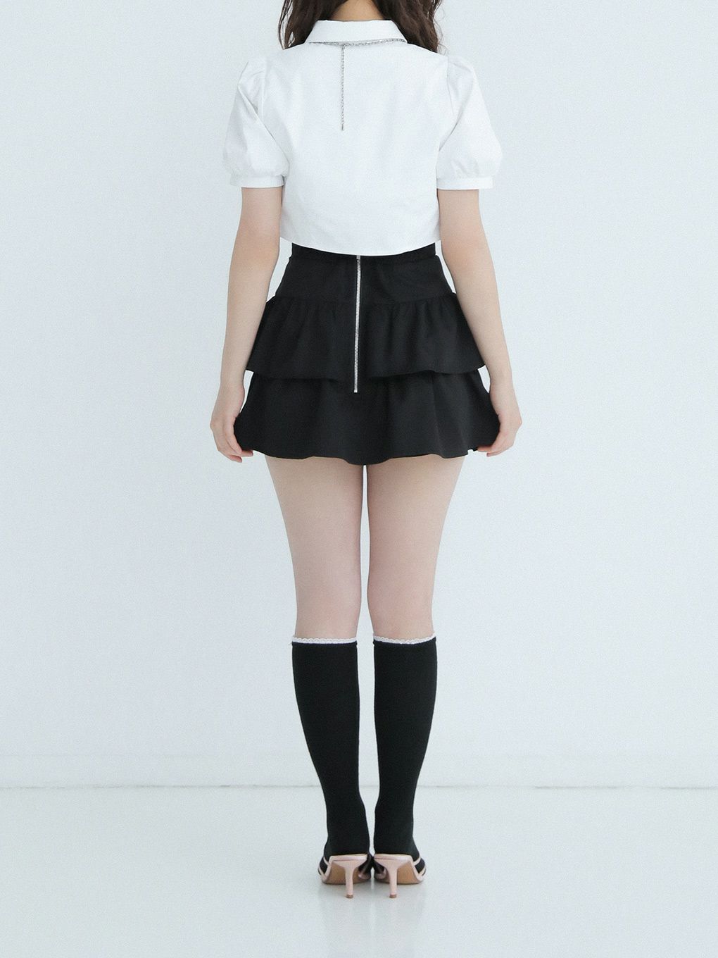 【BUBBLES】クロップドネクタイブラウス