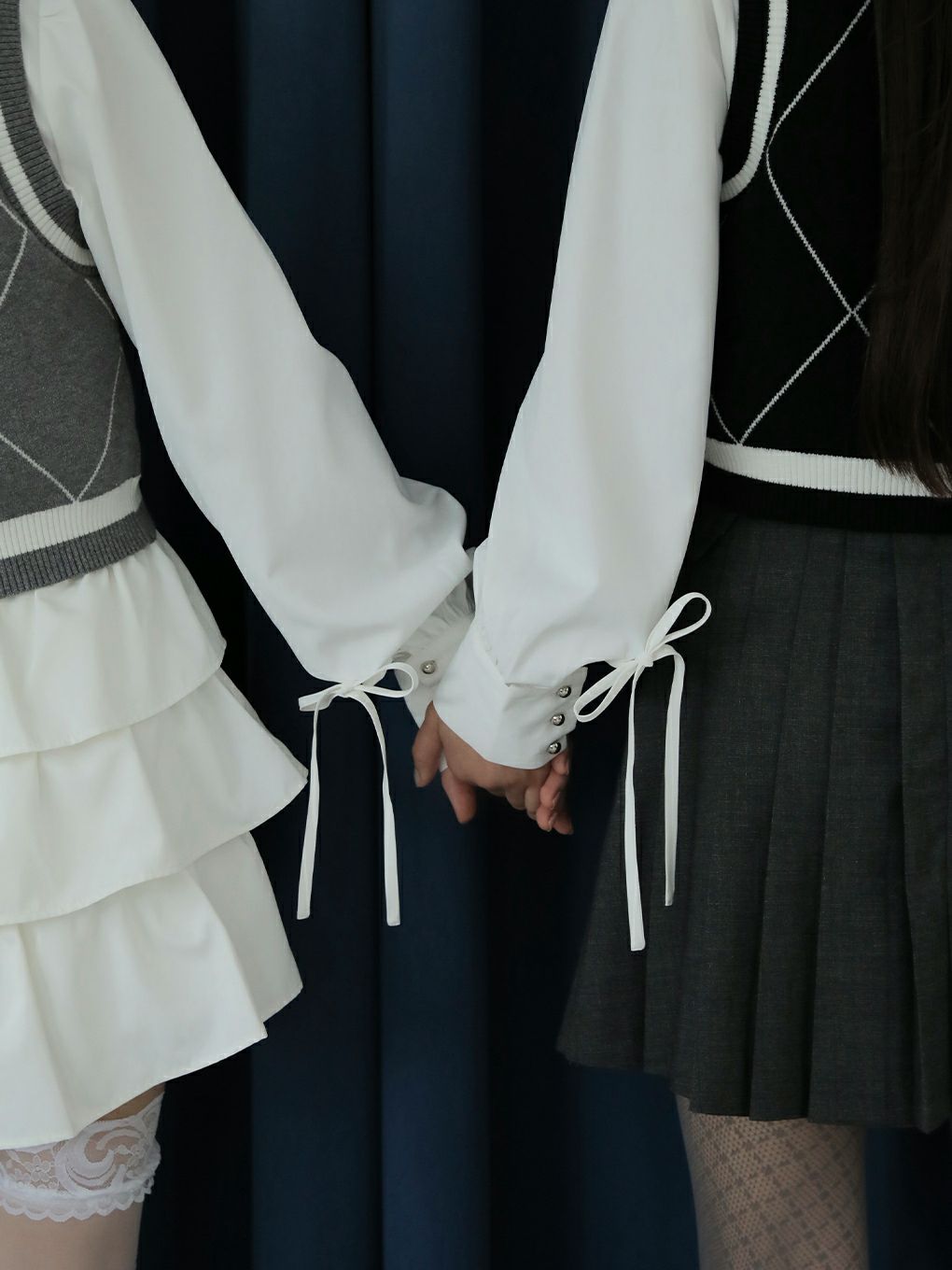 【BUBBLES】ニットベストレイヤードブラウス