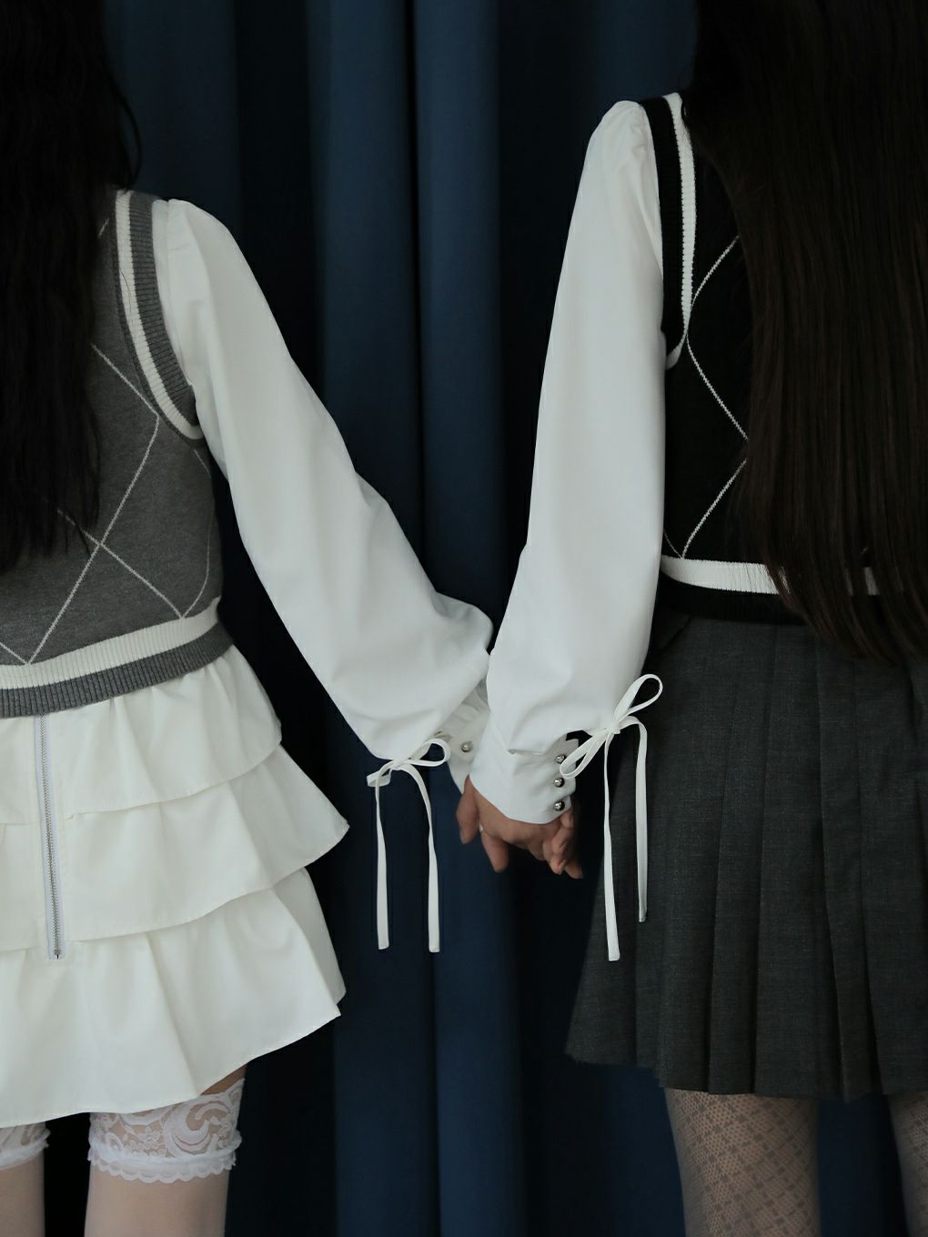 【BUBBLES】ニットベストレイヤードブラウス