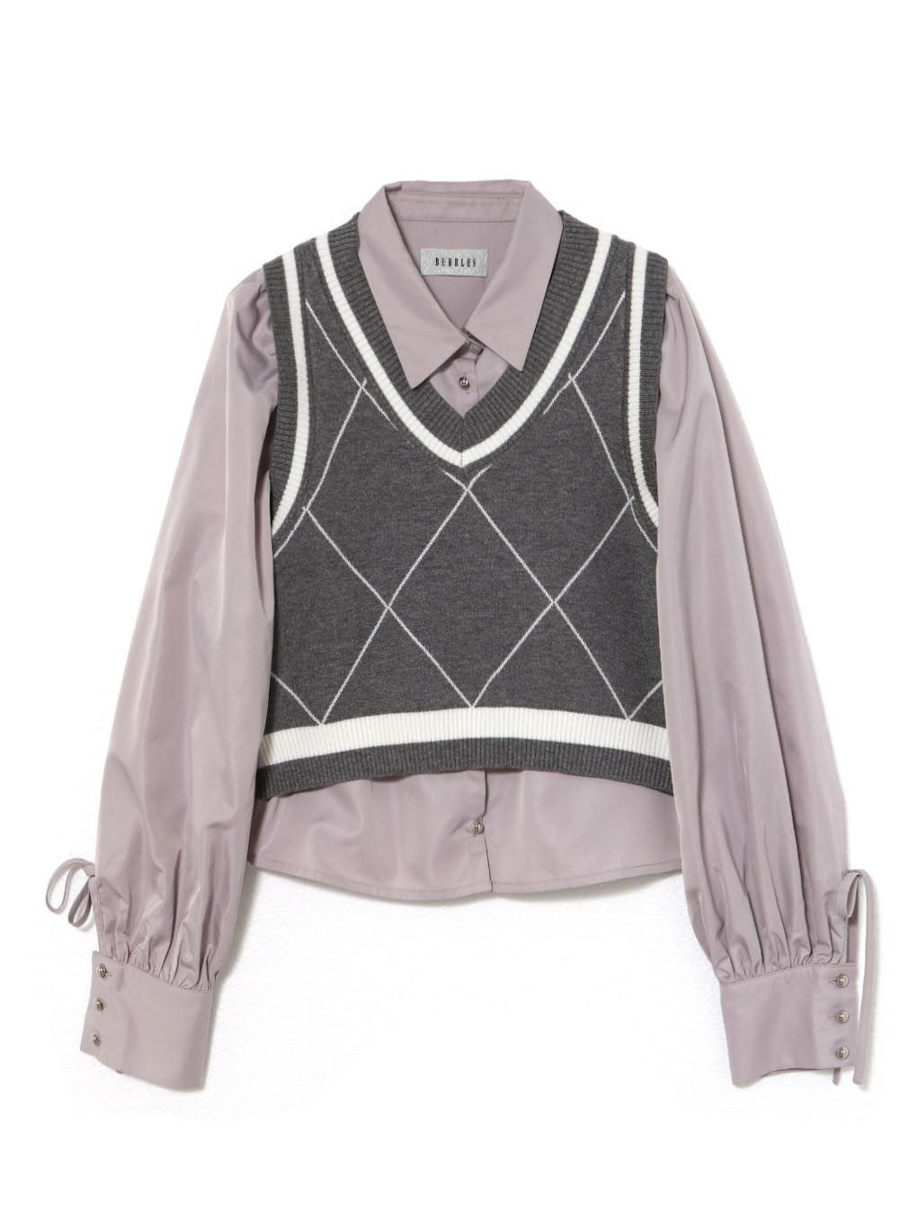 【BUBBLES】ニットベストレイヤードブラウス
