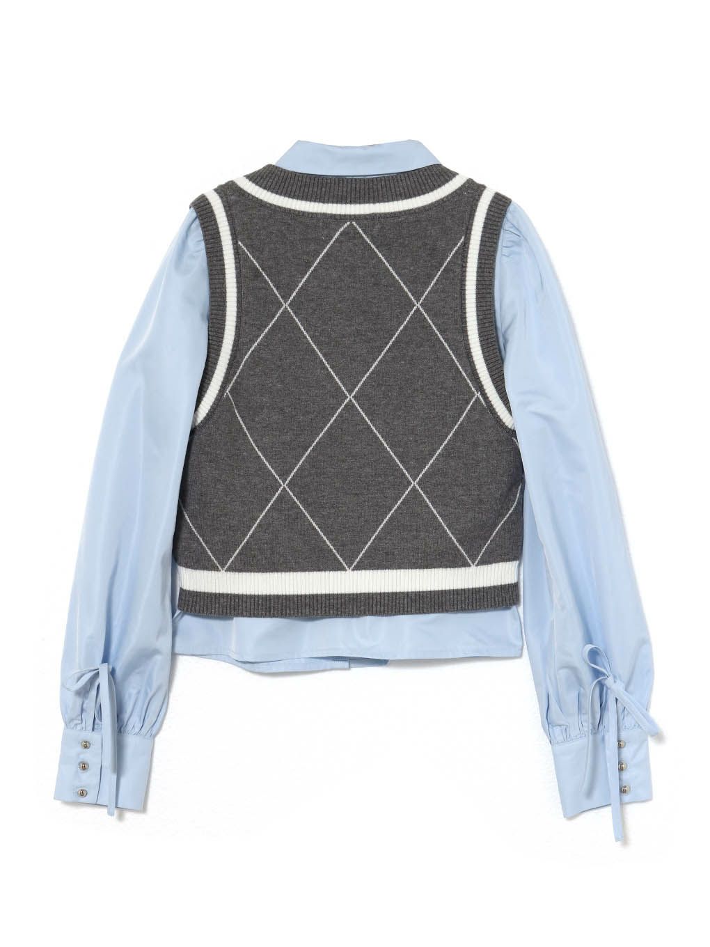 【BUBBLES】ニットベストレイヤードブラウス