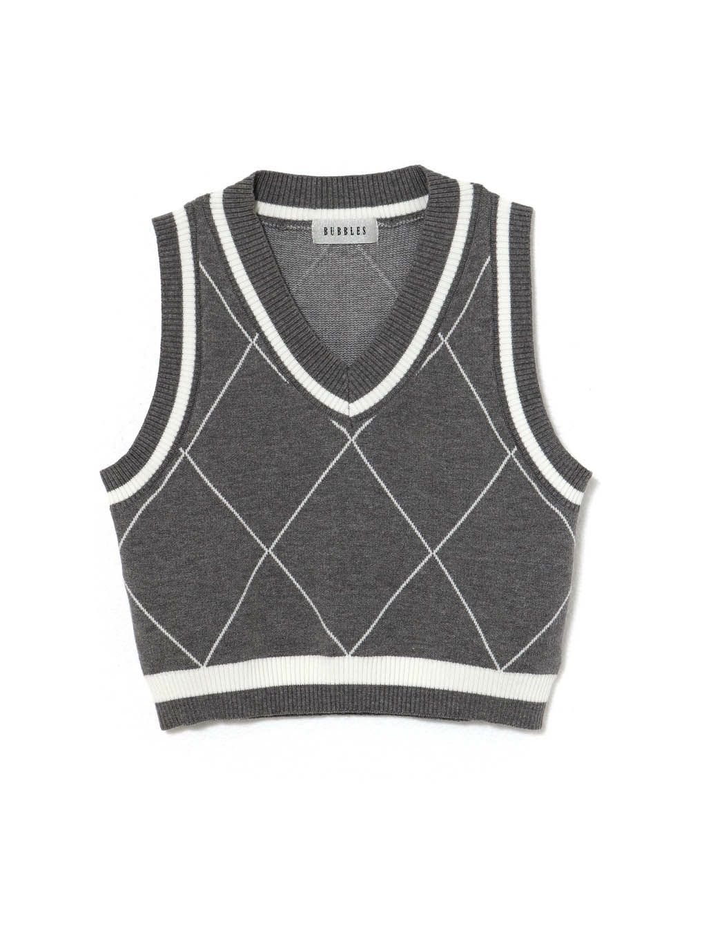【BUBBLES】ニットベストレイヤードブラウス