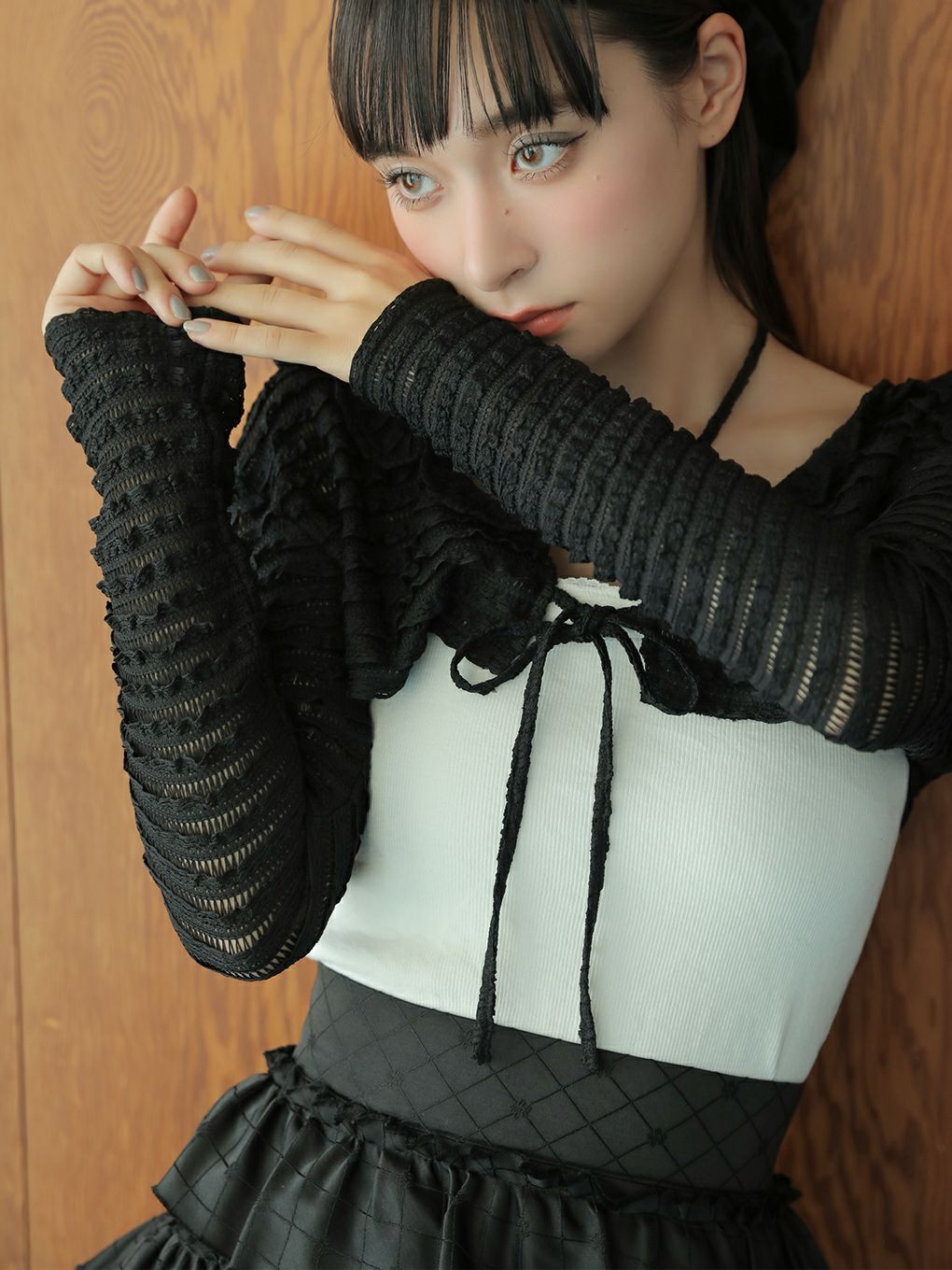 【BUBBLES】リボンレースカーデ