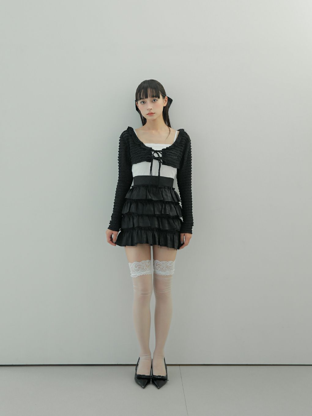 【BUBBLES】リボンレースカーデ