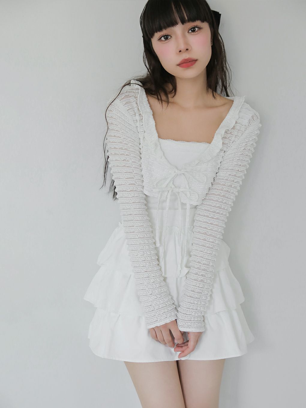 【BUBBLES】リボンレースカーデ