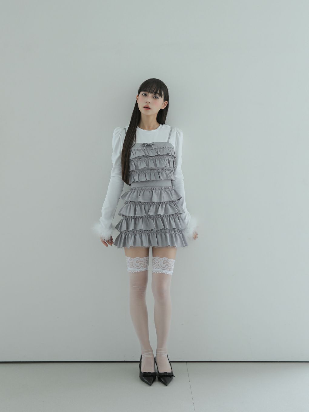 【BUBBLES】ジャガードフリルビスチェ