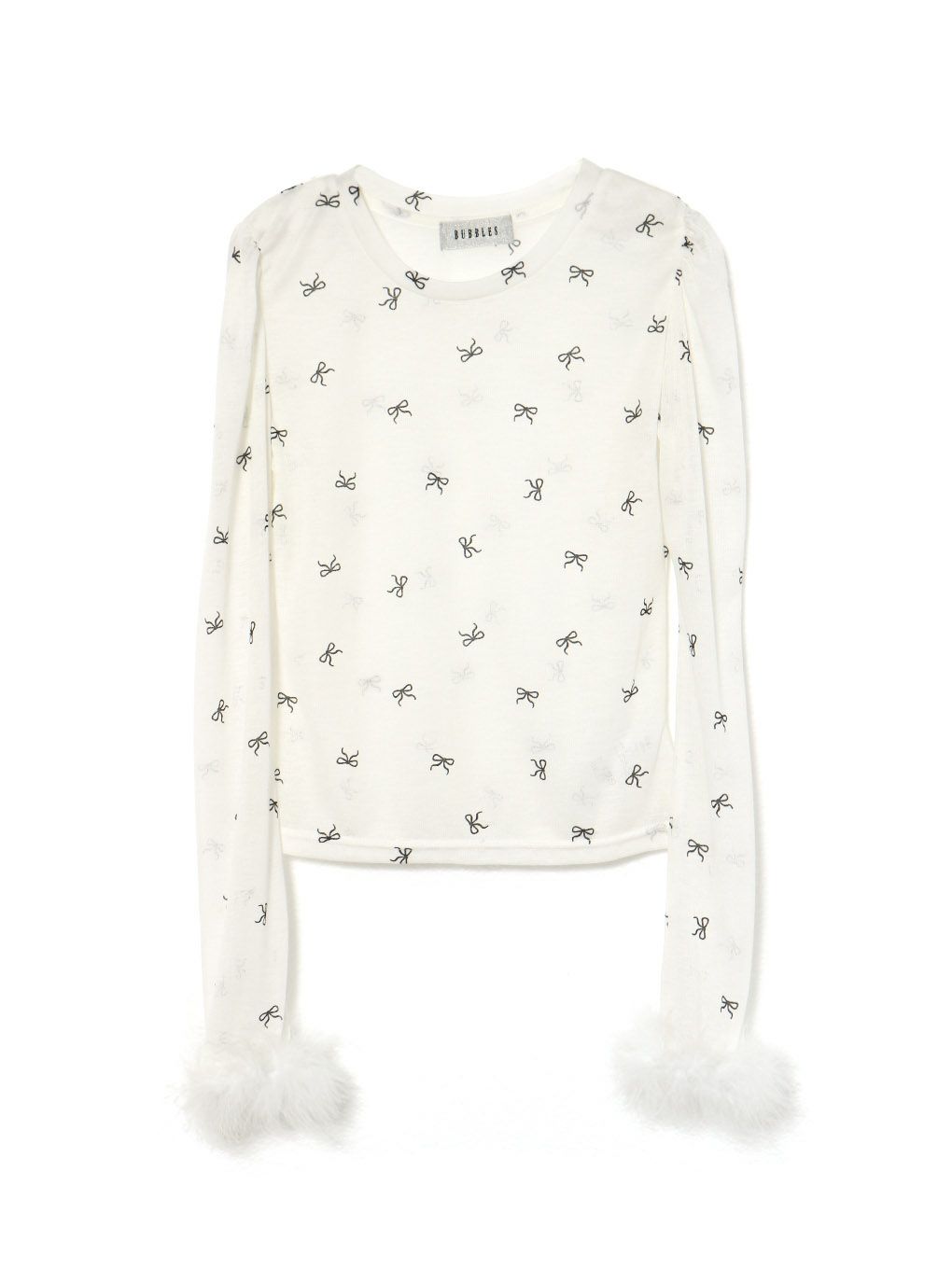 【BUBBLES】ファーカフスリボンロンTEE