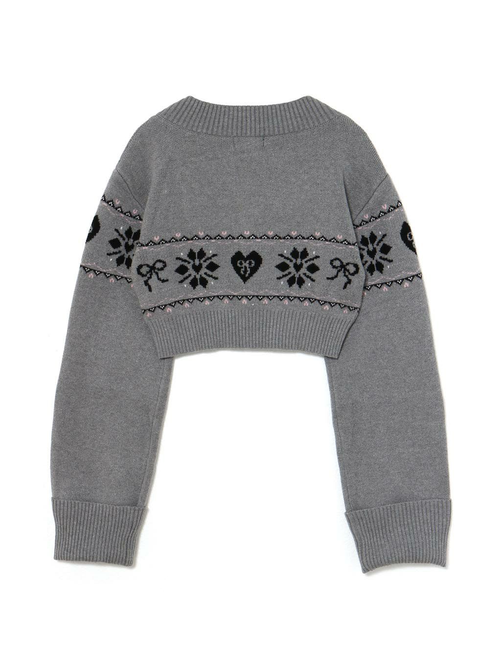 【BUBBLES】ハートジャガードニットトップス